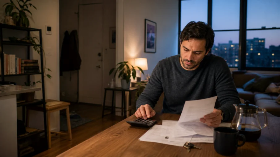 man thinking about renting costs